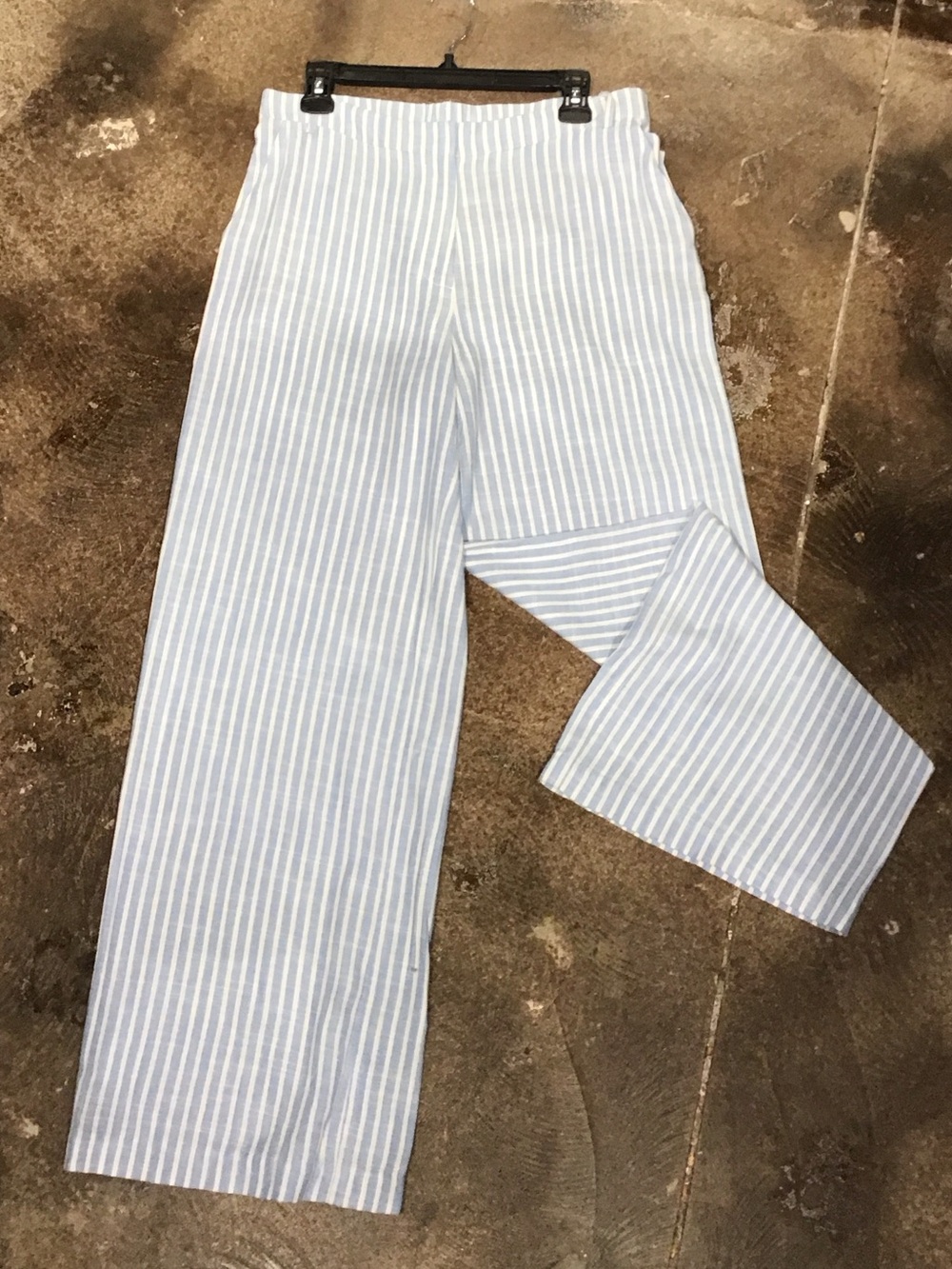 Karina Grimaldi Light Blue and White Striped Chinos